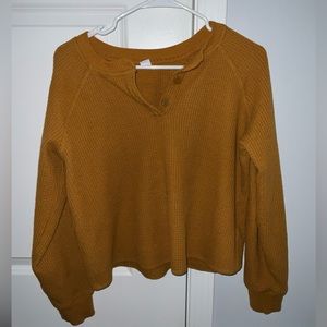 YELLOW KNIT HENLEY SHIRT